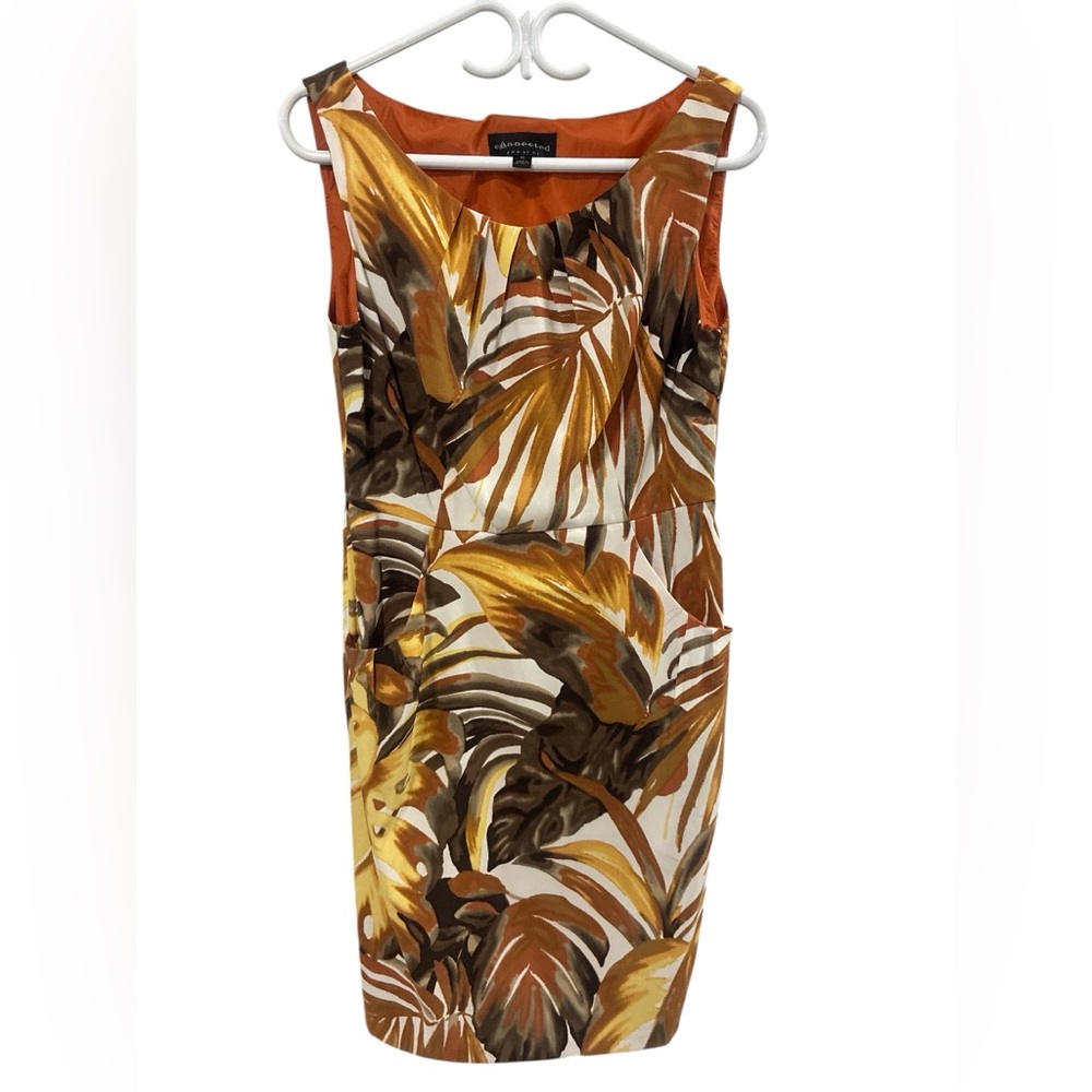Connected Apparel Tropical Print Sleeveless Dress